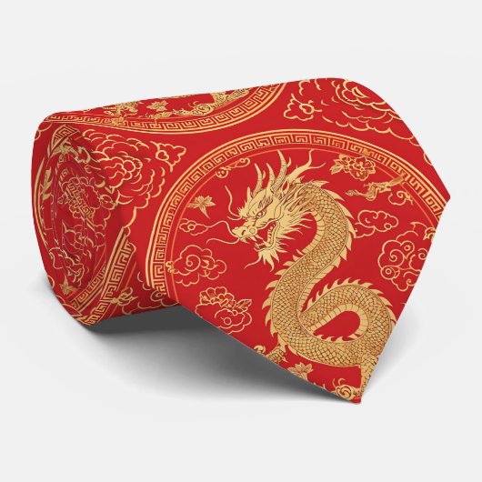 Cravate Motif Golden Dragon (Roulé)