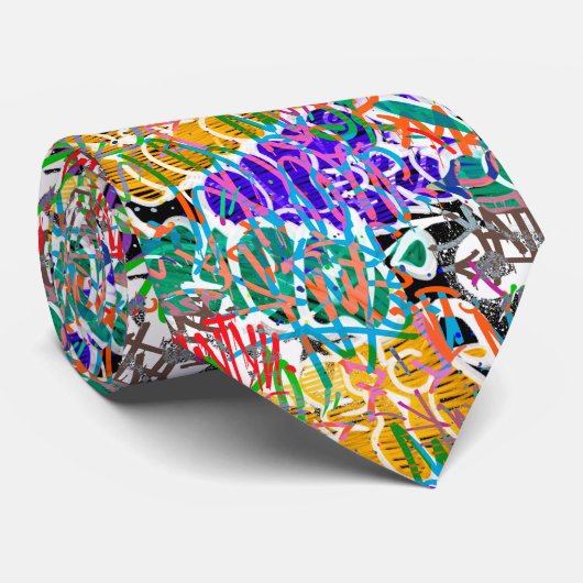 Cravate Motif Graffiti (Roulé)