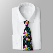 Cravate Motif graffiti fleur smiley mode (Attaché)