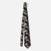 Cravate Motif graffiti fleur smiley mode (Dos)