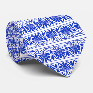 Cravate Motif grec méditerranéen bleu