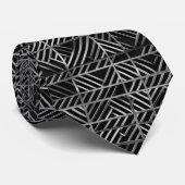 Cravate Motif grille noir et argent (Roulé)