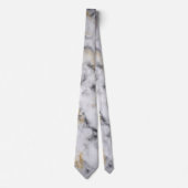 Cravate Motif gris blanc et marbre doré (Devant)
