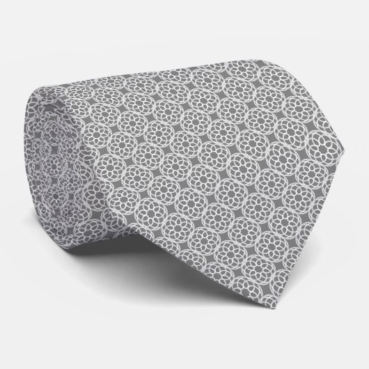 Cravate Motif gris blanc géométrique (Roulé)