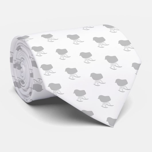 Cravate Motif gris du milieu du siècle Silhouette (Roulé)