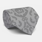 Cravate Motif gris plat de damassé (Roulé)