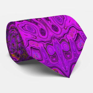 Cravate Motif Groovy Abstrait Magenta et Noir