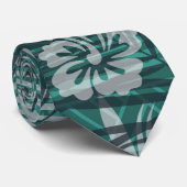 Cravate Motif hawaïen avec Hibiscus Feuilles de palmier à (Roulé)