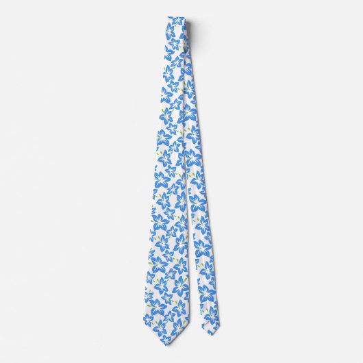 Cravate Motif hawaïen rétro Hibiscus bleu (Devant)