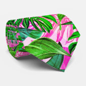 Cravate Motif hawaïen rose Tropical (Roulé)