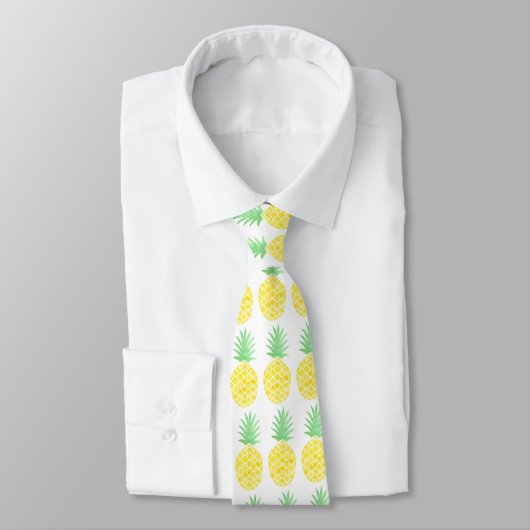 Cravate Motif hawaïen tropical d'ananas d'aquarelle (Attaché)