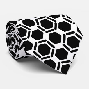 Cravate Motif hexagonal noir et blanc