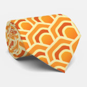 Cravate Motif Hexagonal Rétro en Nid d'Abeille Orange (Roulé)
