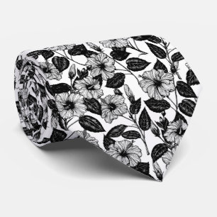 Cravate Motif Hibiscus
