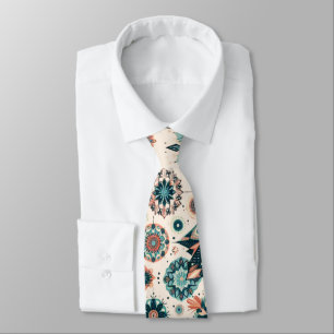 Cravate Motif hivernal de flocon de neige coloré rétro