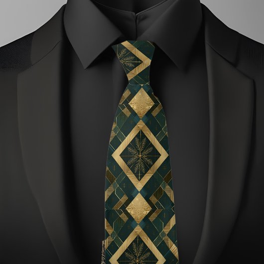 Cravate Motif Holiday Gold et Snowflake
