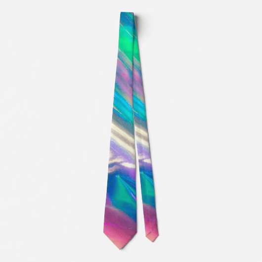 Cravate Motif holographique Rainbow coloré (Devant)