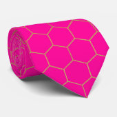 Cravate Motif Honeycomb rose et or chaud (Roulé)