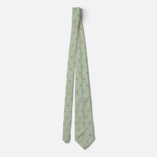 Cravate Motif Honeycomb Sage Green Hexagon (Dos)