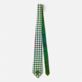 Cravate Motif Houndstooth Monogrammé Blanc & Bois Vert (Devant)