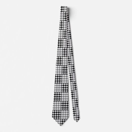Cravate Motif Houndstooth noir et blanc (Devant)
