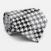 Cravate Motif Houndstooth noir et blanc (Roulé)