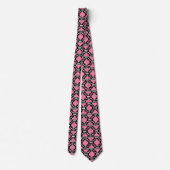 Cravate Motif Ikat Aztec - Fuchsia rose, noir et blanc (Dos)