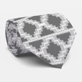 Cravate Motif Ikat Aztec - gris foncé et clair / gris (Roulé)