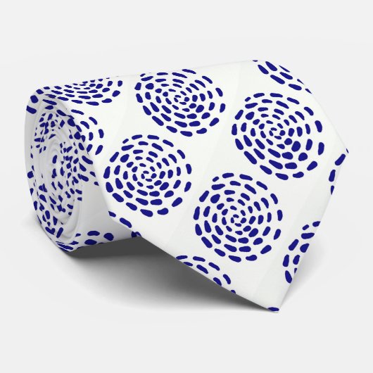 Cravate Motif indigo bleu foncé rayé sur blanc (Roulé)