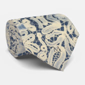 Cravate Motif inspiré de dentelle vintage en champagne mar (Roulé)
