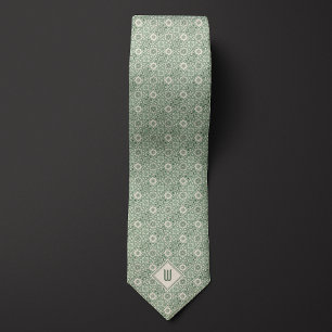 Cravate Motif inspiré de fleurs vertes multiton