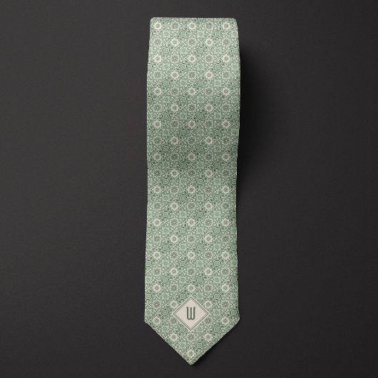 Cravate Motif inspiré de fleurs vertes multiton