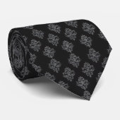 Cravate Motif Intriqué Noir Foncé (Roulé)