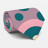 Cravate Motif isométrique Kawai Circle Rose Navy (Roulé)