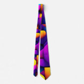 Cravate Motif Isométrique violet jaune 3D moderne (Dos)