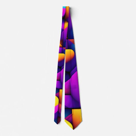 Cravate Motif Isométrique violet jaune 3D moderne (Dos)