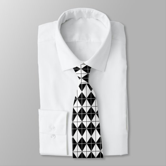 Cravate Motif Jacquard noir et blanc (Attaché)