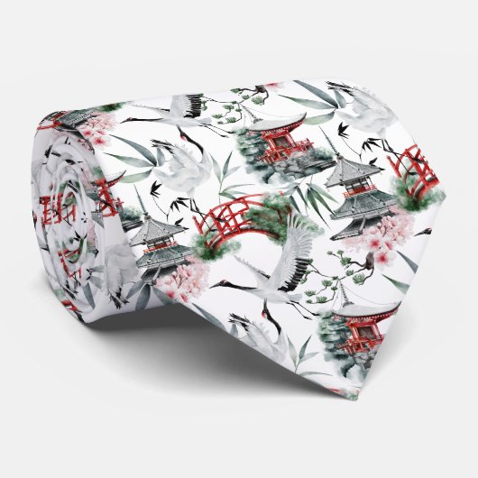 Cravate motif japonais cool carrelé (Roulé)