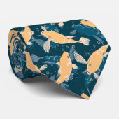 Cravate Motif jaune et bleu - Koi Fish (Roulé)