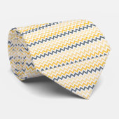 Cravate Motif Jaune Gris Blanc Chevron Zig Zag Hommes (Roulé)