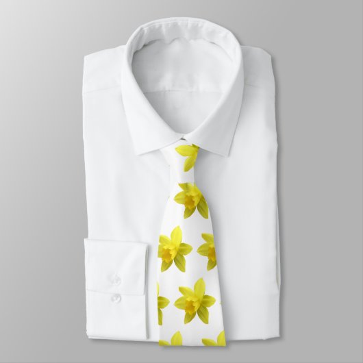 Cravate Motif jonquille jaune sur Arrière - plan blanc (Attaché)