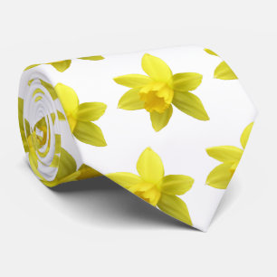 Cravate Motif jonquille jaune sur Arrière - plan blanc