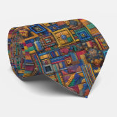 Cravate Motif Kente en 8-bit, (Roulé)