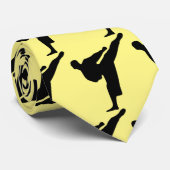 Cravate Motif kickbox art martial noir et jaune (Roulé)