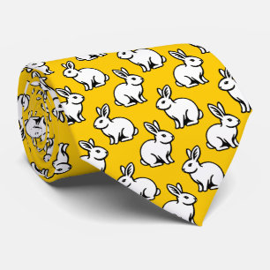 Cravate Motif lapins - Noir et Blanc avec Ambre
