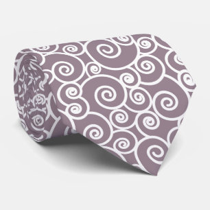 Cravate Motif Lavender Grey and White Swils and Circles