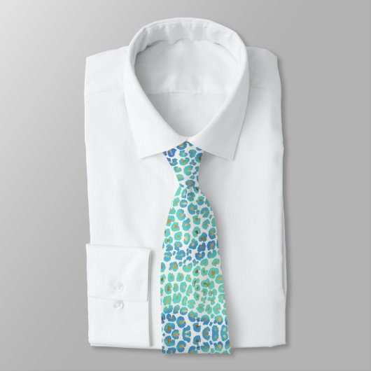 Cravate Motif léopard bleu or (Attaché)