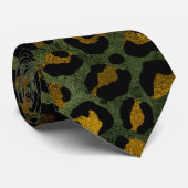 Cravate Motif léopard guépard vert jungle jaune (Roulé)