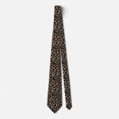 Cravate Motif Léopard Noir Marron Or Pailleté Luxe (Devant)