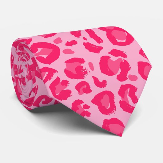 Cravate Motif léopard rose (Roulé)